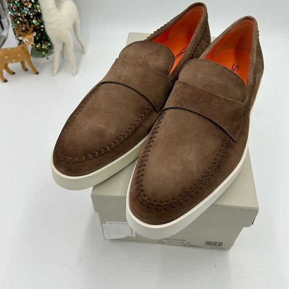 Men’s Santoni Atlantis slip on suede loafers size 12 made in Italy - Picture 1 of 10